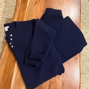 Sincerely Jules Navy Textured Knit Sweater Set Button Detail Size L